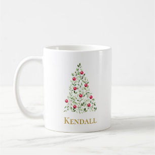 Elegant Watercolor Julgran Personlig Kaffemugg