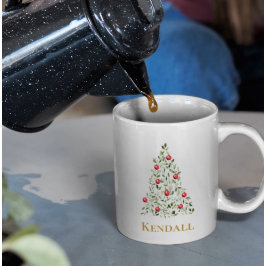 Elegant Watercolor Julgran Personlig Kaffemugg