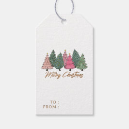 Elegant Watercolor Julgranar Anpassningsbar Presentetikett