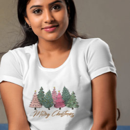 Elegant Watercolor Julgranar God jul T Shirt