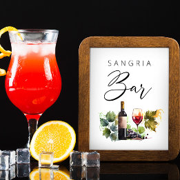 Elegant Watercolor Land Sangria Pub Sign Poster