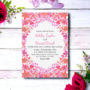 Elegant Watercolor Land sommartid Blommigt Bröllop Inbjudningar
