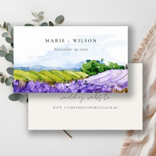 Elegant Watercolor Lavender Fält Bröllop webbplats Tilläggskort