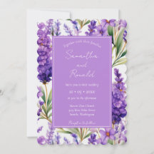 Elegant Watercolor Lavender Flowers Bröllop