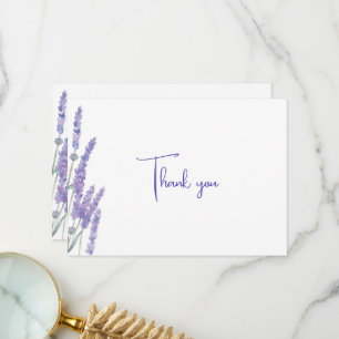 Elegant Watercolor Lavender Flowers Bröllop Tack Kort