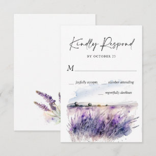 Elegant Watercolor Lavender Flowers Fält Bröllop OSA Kort