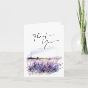 Elegant Watercolor Lavender Flowers Fält Tack Kort