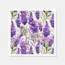 Elegant Watercolor Lavender Flowers Pappersservett