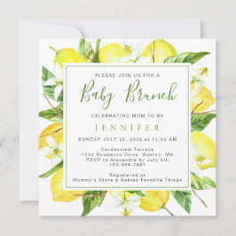 Elegant Watercolor Lemon Botanical Baby Brunch Inbjudningar