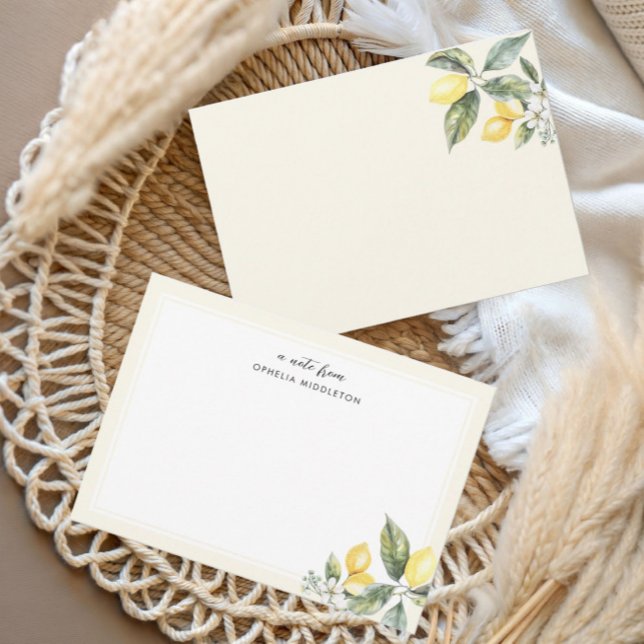 Elegant Watercolor Lemon Citrus  Anteckningskort (Skapare uppladdad)