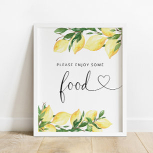 Elegant Watercolor Lemon Food Sign Poster