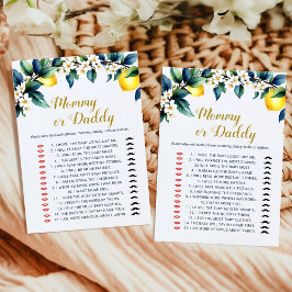 Elegant Watercolor Lemon Guess Who Mommy Daddy 