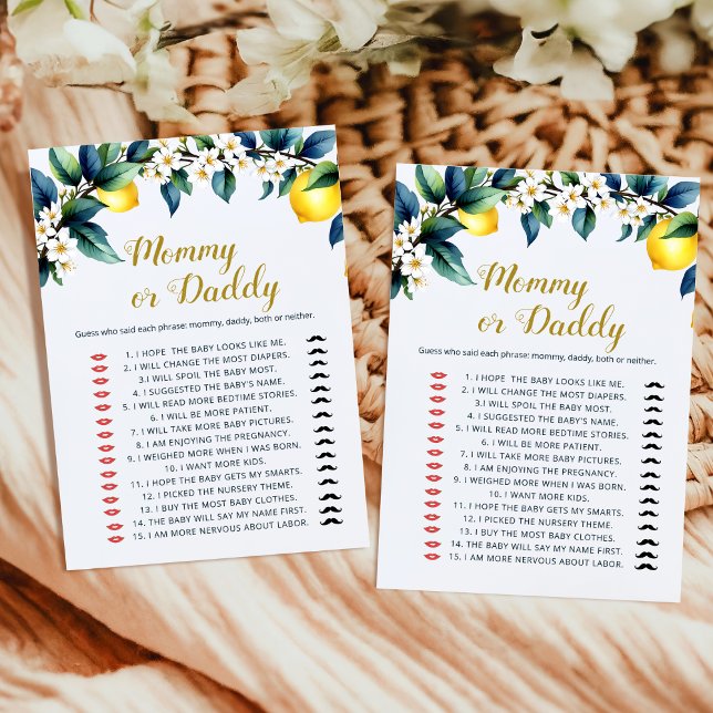 Elegant Watercolor Lemon Guess Who Mommy Daddy  (Skapare uppladdad)