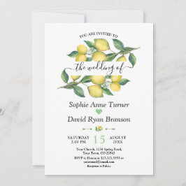 Elegant Watercolor Lemon Mediterranean Bröllop Inbjudningar