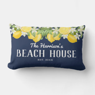 Elegant Watercolor Lemons Beach House Lumbarkudde