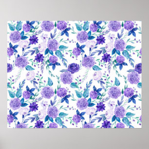 Elegant Watercolor Lila Blommigt Bouquet Poster