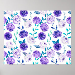 Elegant Watercolor Lila Blommigt Bouquet Poster
