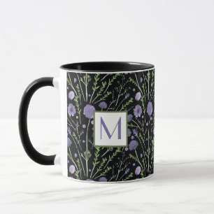 Elegant Watercolor Lila blommor Monogram Mugg