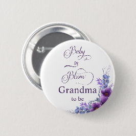 Elegant Watercolor Lila Flower Grandma to be Knapp