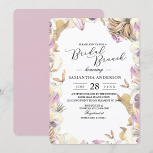 Elegant Watercolor Lila & Gult Beauty Flowers Inbjudningar