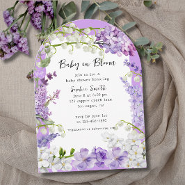 Elegant Watercolor Lilac Blommigts Baby Shower Inbjudningar