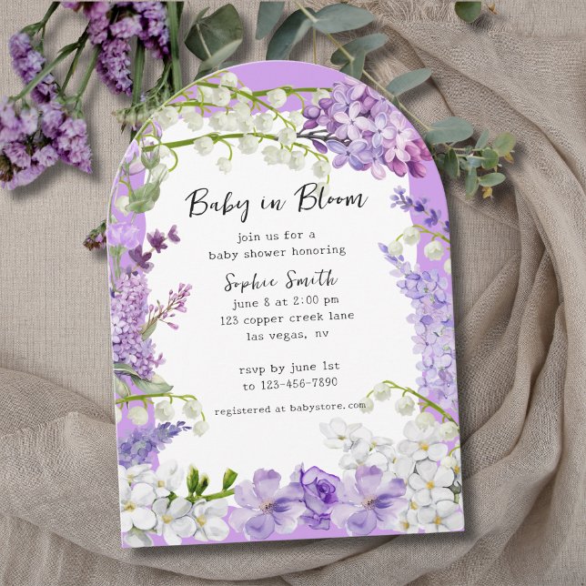 Elegant Watercolor Lilac Blommigts Baby Shower Inbjudningar (Skapare uppladdad)