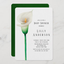 Elegant Watercolor Lilly Baby Shower Inbjudningar