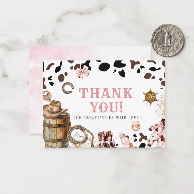 Elegant Watercolor Little cowgirl Rodeo Land Ba Anteckningskort (Fram/Back In Situ)