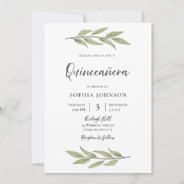 Elegant Watercolor Löv Quinceanera Party Inbjudningar