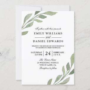 Elegant Watercolor Löv Vår Fall Wedding Inbjudan