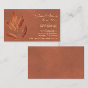 Elegant Watercolor Lövs Terracotta & Rust Orange Visitkort