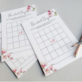 Elegant Watercolor Magnolia Möhippa Bingo Flygblad