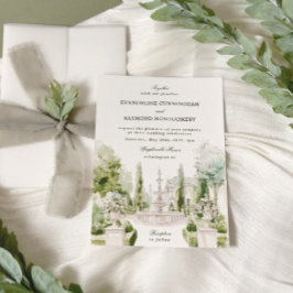 Elegant Watercolor Manor Garden WedWedding Inbjudningar