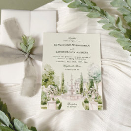 Elegant Watercolor Manor Garden WedWedding Inbjudningar