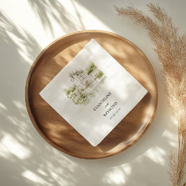 Elegant Watercolor Manor Garden WedWedding Pappersservett