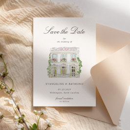 Elegant Watercolor Manor Photo Save The Date Card Spara Datumet