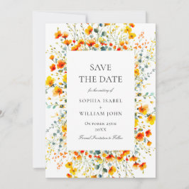 Elegant Watercolor Meadow Wildblomma Bröllop Spara Datumet