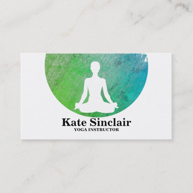 Elegant Watercolor Meditation Yoga Instructor Visitkort (Framsida)
