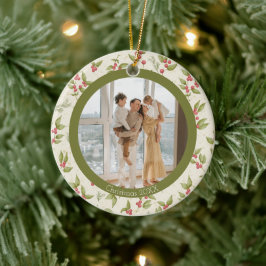Elegant Watercolor Mistletoe, Grönt Ram-familjen Julgransprydnad Keramik