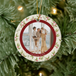 Elegant Watercolor Mistletoe, Red Ram Family Julgransprydnad Keramik