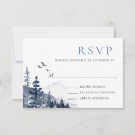 Elegant Watercolor Mountain Forest Bröllop OSA Kort