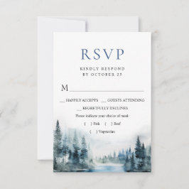 Elegant Watercolor Mountain Forest Bröllop OSA Kort