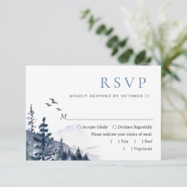 Elegant Watercolor Mountain Forest Bröllop OSA Kort