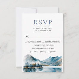 Elegant Watercolor Mountain Forest Bröllop OSA Kort