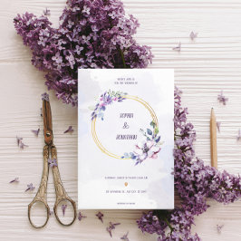Elegant Watercolor Neutralt blommigt bröllop guld