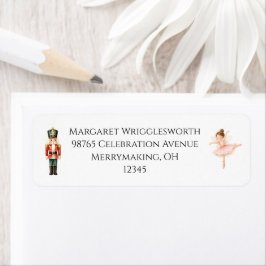 Elegant Watercolor Nötknäpparesvit Returadress Etikett