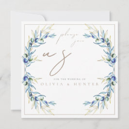 Elegant Watercolor Olive Branch Wedding Invitation Inbjudningar