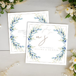 Elegant Watercolor Olive Gren bröllopsinbjudan