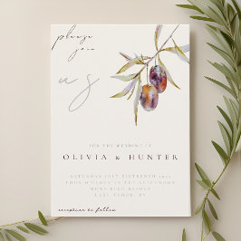 Elegant Watercolor Olive Gren bröllopsinbjudan