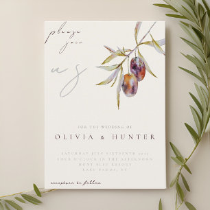 Elegant Watercolor Olive Gren bröllopsinbjudan